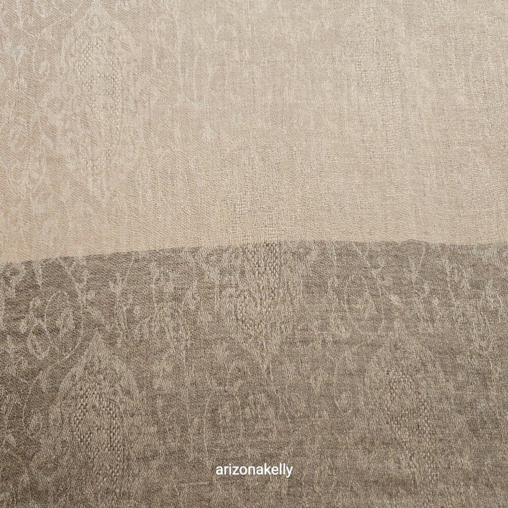 NWOT Cashmere Jacquard Lightweight Scarf Tan and Brown - Picture 3 of 12